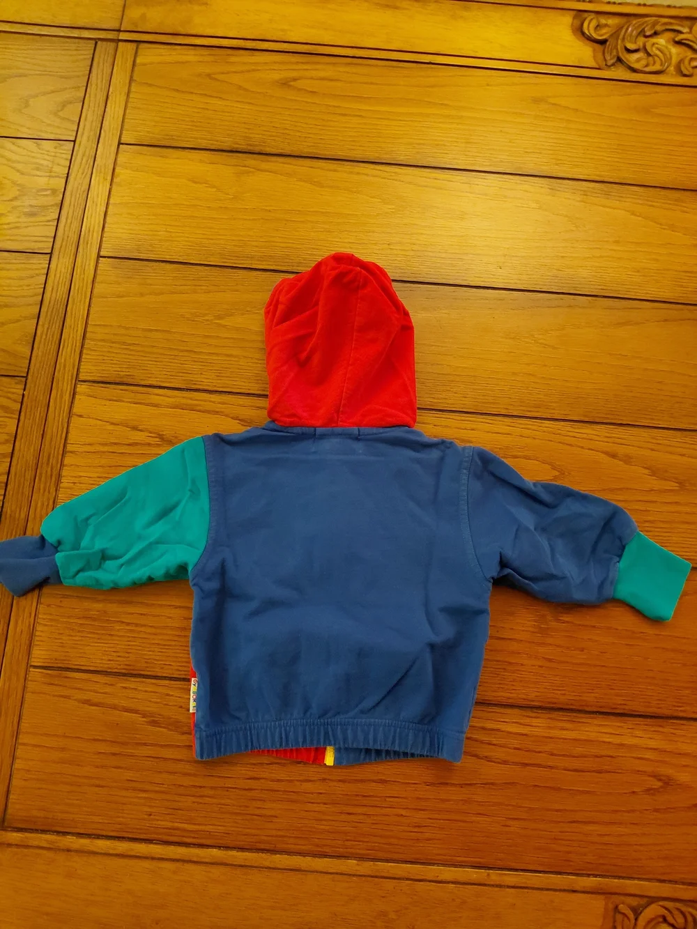 Gymboree Boys Hooded Zip Jacket 12-18M Colorblock Airplane Embroidered